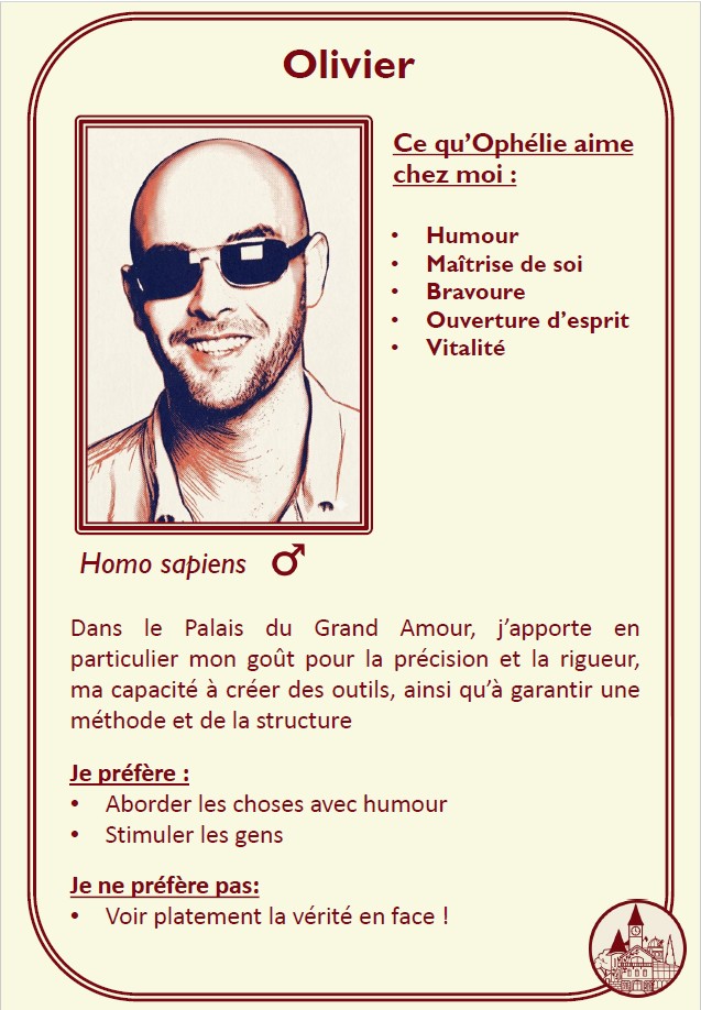 Le Palais du Grand Amour, agence de rencontre, Olivier
